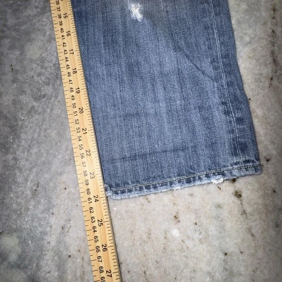 American Eagle 10 Women's 35 " Boy Fit Baggy Capri Wide Leg Distressed Jeans Y2K - Picture 2 of 6